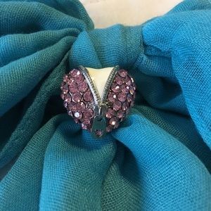 Rhinestone Zipper Pink Ring